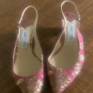 Women's Pink Gemma 40 Metallic
Brocade Slingback Pumps Sz38